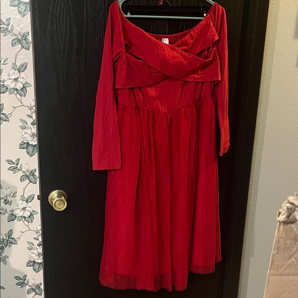 👗WOMENS PatPat Vibrant Red Long Sleeve Dress